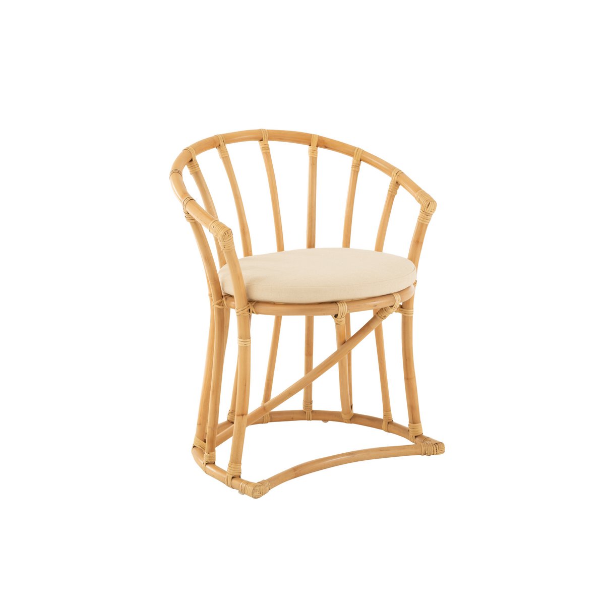J-Line Chair+Cushion Rattan/Natural Fabric/White 