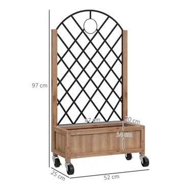 Set da 4 fioriere rialzate con ruote, grigliato per rampicanti