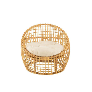 J-Line Lise Silla + Cojín 1 Persona Rattan/Tejido Natural/Blanco 