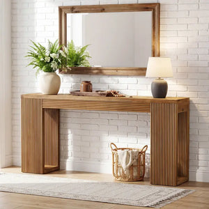 Consolle 63" in legno massello stile country, ingresso stretto