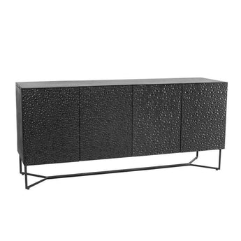 CREDENZA NERA 4 ANTE LEGNO DI MANGO 180X48X82 CM CLYDE