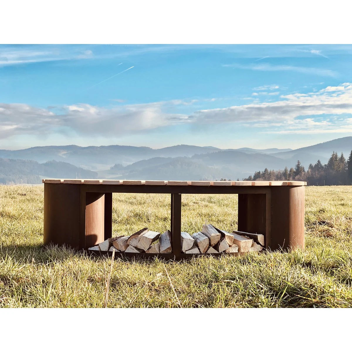 Panca Friburgo portalegna stile alpino per baite e hotel di montagna