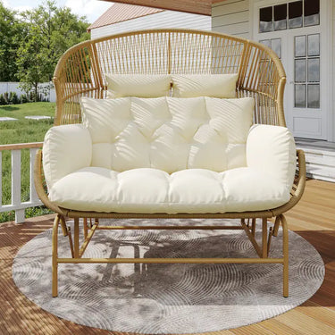 Poltrona da giardino 2 posti in rattan PE cuscini confortevoli 145x85x143cm NIMBUSLCA