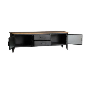 Mobile TV in ferro di colore nero di 165x45x52cm