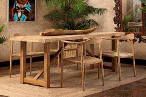 TAVOLO DA PRANZO LEGNO NATURALE 220X80X75 CM