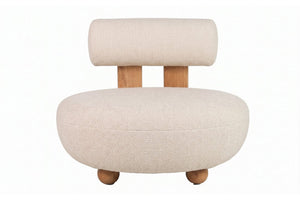 Poltrona in ciniglia beige in MDF 69x77x69 cm