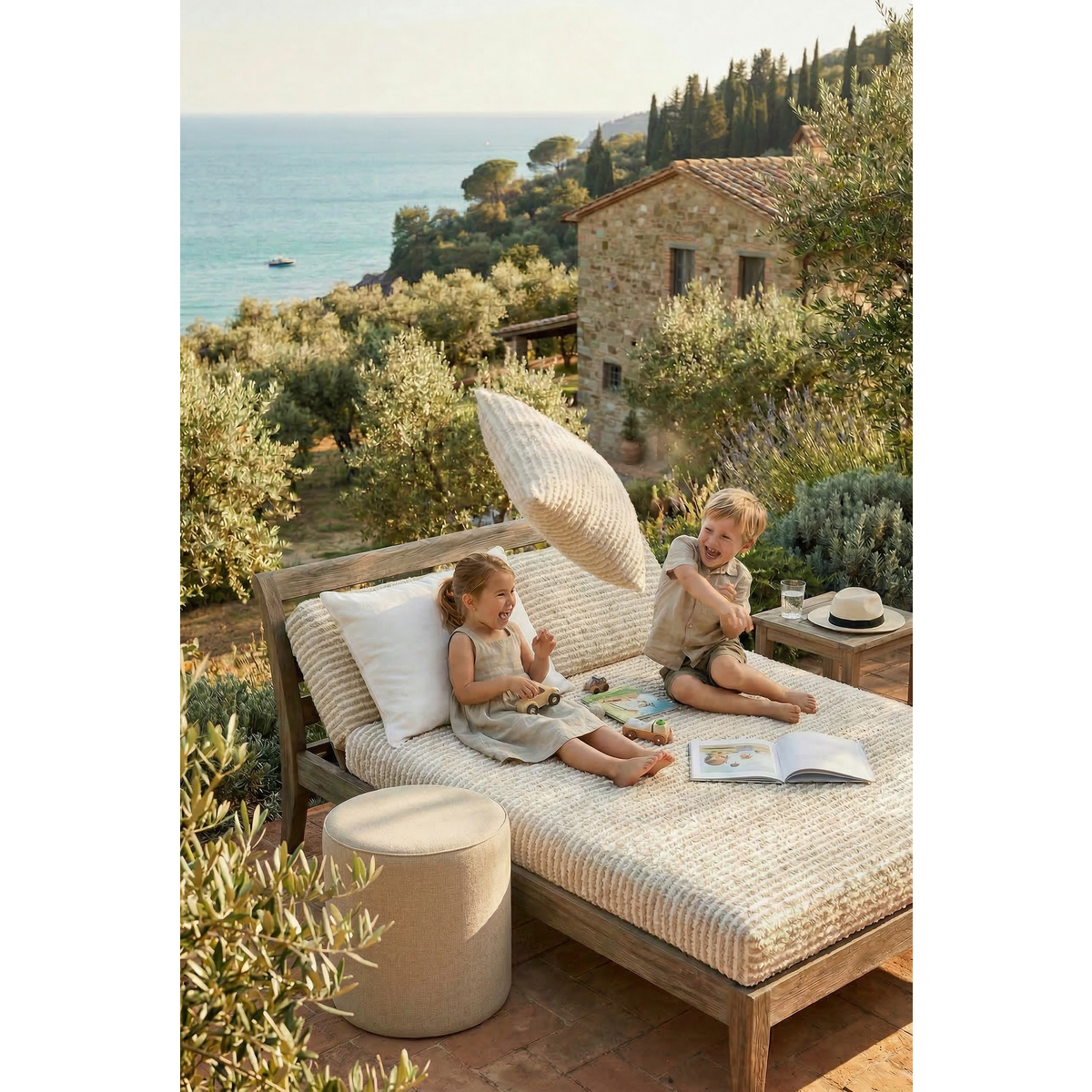 Pouf per esterni per tutte le stagioni | Lino beige