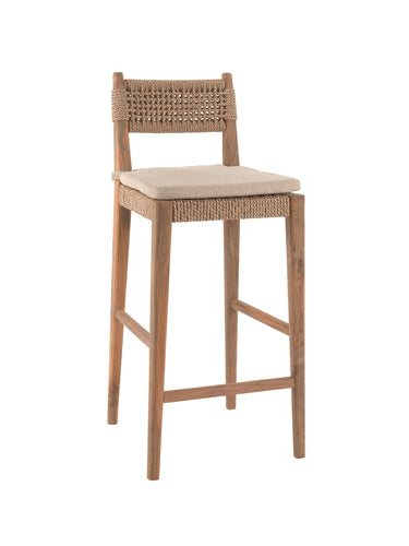 Sgabello da bar Minorca in corda di teak riciclato