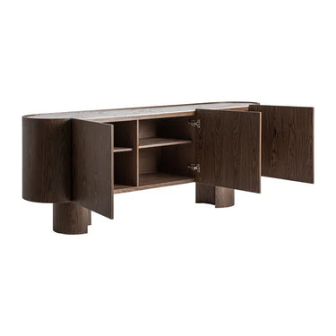 Mobile TV in legno DM di colore marrone di 221x45x80cm