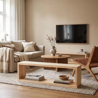 MIUNE Mobile TV in legno massiccio. Finitura "N A T U R A L E".