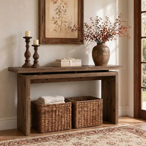 MESA DE COMEDOR EXTENSIBLE EN PORCELANATO Y MADERA DE NOGAL 
