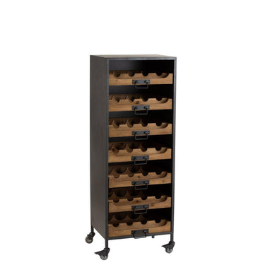 Mueble bar J-Line - 7 cajones para botellas de vino - Metal/Madera - Natural ND