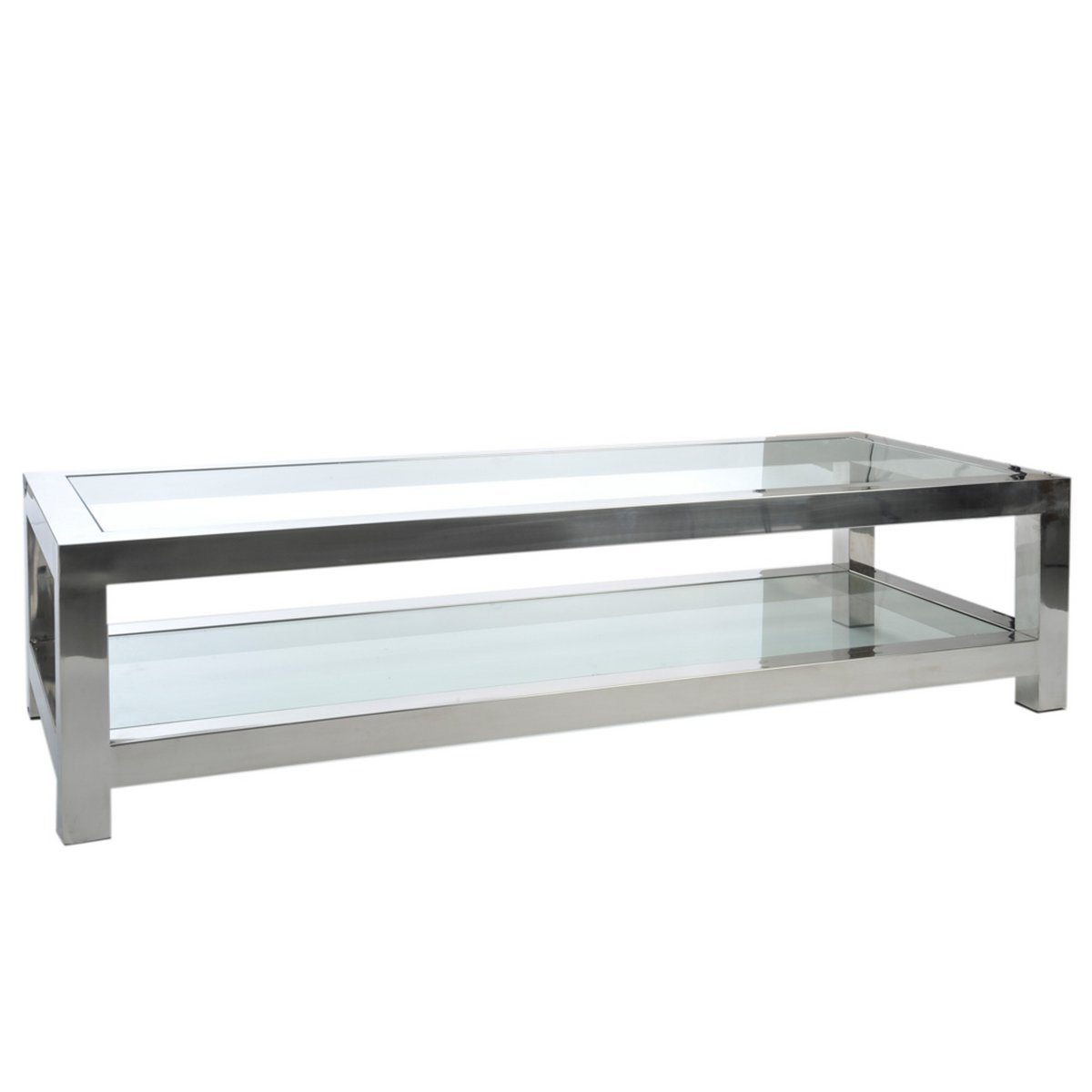 J-Line Coffee Table Stainless Steel/Glass Silver ND