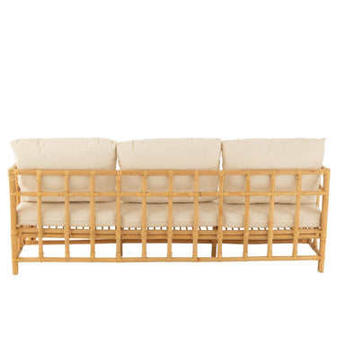 Divano Elise+cuscino 3 persone Rattan/tessuto Naturale/Bianco