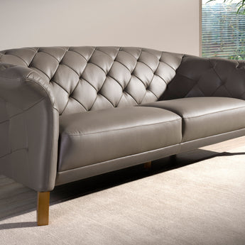 3 SEAT SOFA COVERED IN LEATHER WITH WALNUT WOOD FRAME