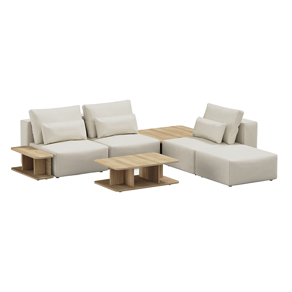 EXCELLENT REST ''3'' WITH POUF AND TABLES - BEIGE 03