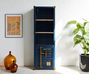 Mobile Contenitore Stile Container Industriale – 61x40x177 cm – Colonna Multifunzionale con Ripiani in Legno