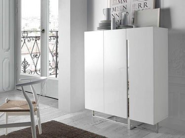 CREDENZA IN LEGNO BIANCO E ACCIAIO CROMATO - ELIARREDA