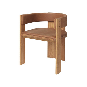Dining chair in lacquered oak with leather seat