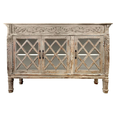 Credenza in legno con motivo a rombi 150x44x100 cm