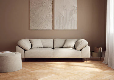 3 SEAT SOFA COVERED IN LEATHER WITH WALNUT WOOD FRAME