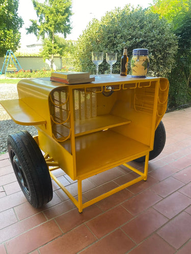 Tavolo Bar Jeep in Ferro e Legno di Mango – Stile Vintage Industriale