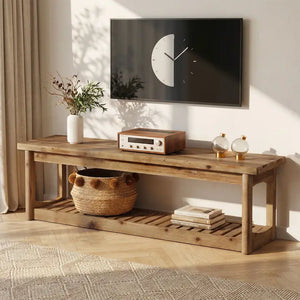 Consolle supporto TV in legno massiccio, centro di intrattenimento da 63"