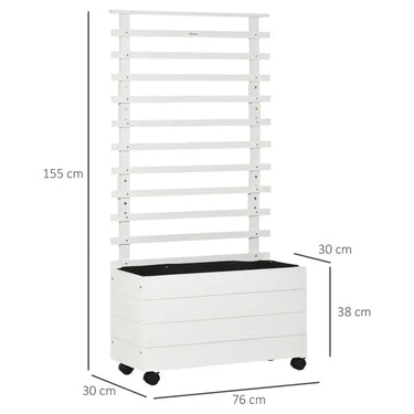 Set da 2  Fioriera con traliccio, 4 ruote, legno naturale