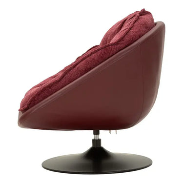Poltrona girevole in tessuto bordeaux, 78x78x84 cm