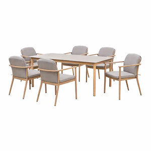 SET 7 PEZZI TAVOLO DA PRANZO E 6 SEDIE IMPILABILI