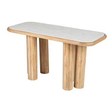 Tavolo consolle in legno di mango marrone con telo 140x60x75 cm