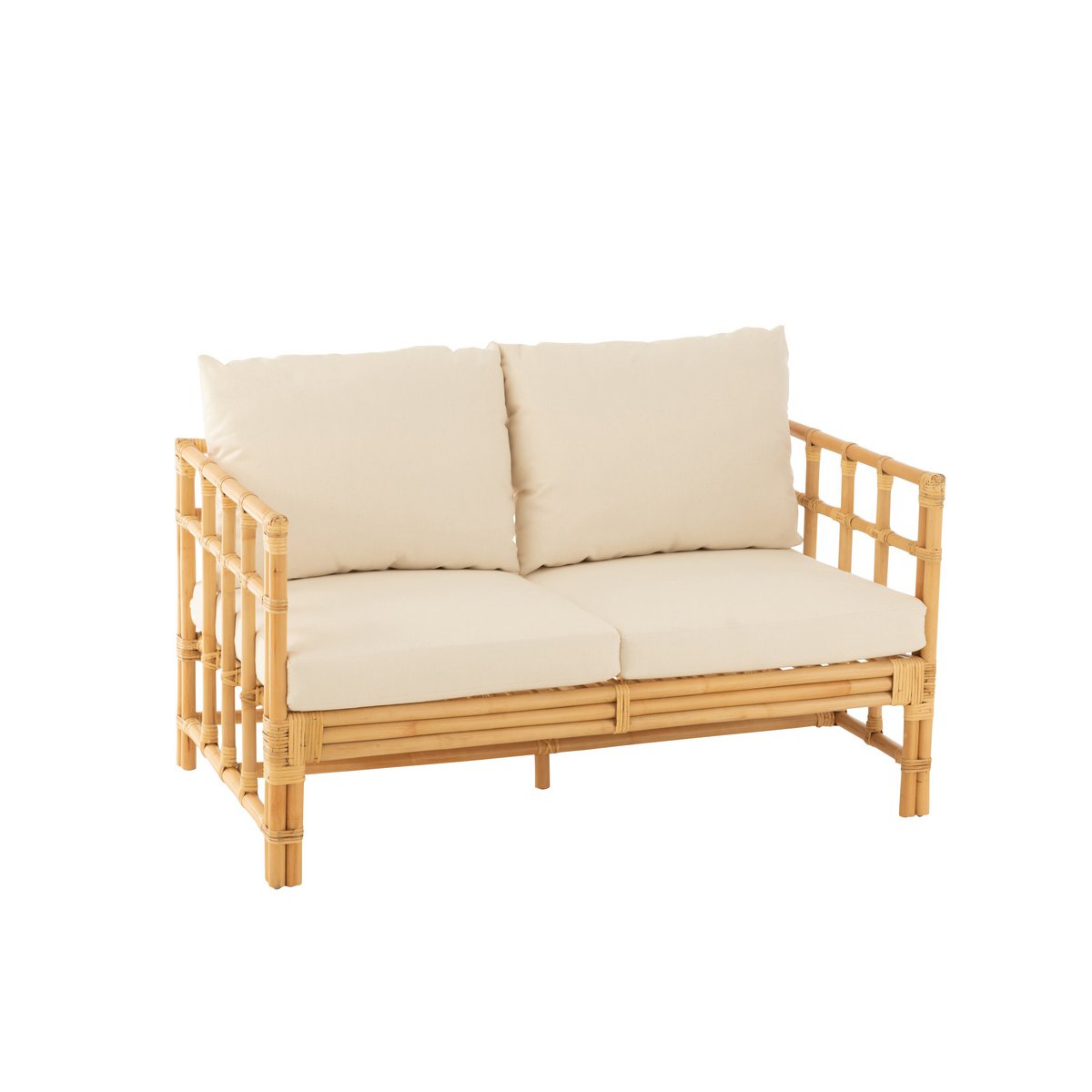 Elise sofa + cushion for 2 people Rattan/Natural/White fabric 
