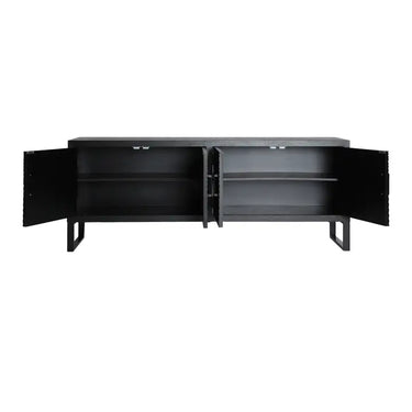 Mobile TV in legno di frassino di colore nero 152x35x61cm