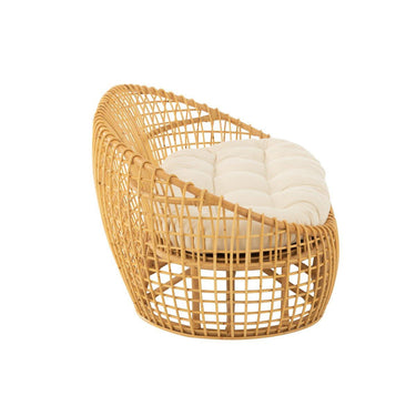Divano J-Line Lise+cuscino 2 persone Rattan/tessuto Naturale/Bianco