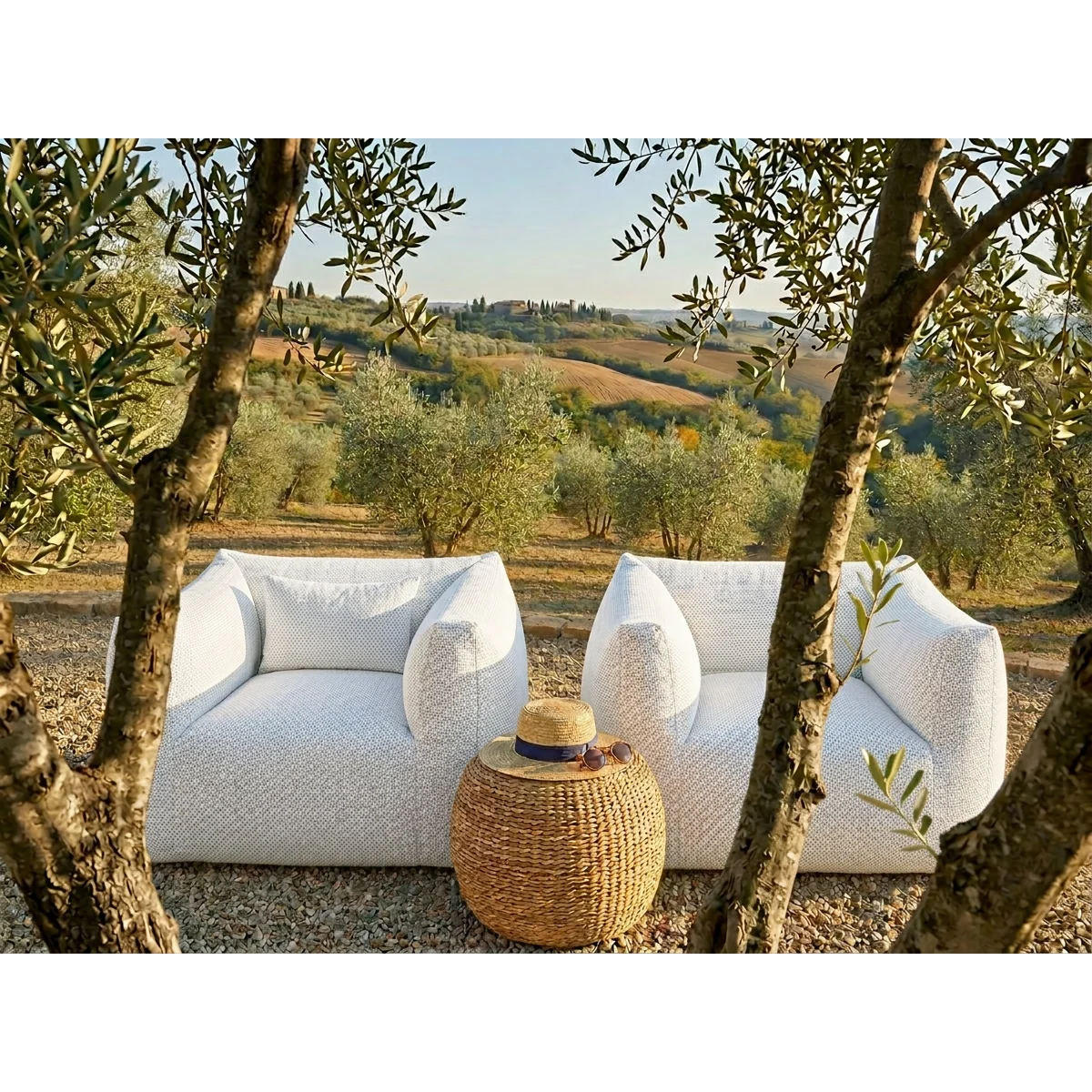 Coppia di poltrone All Weather Outdoor Loungebank   – Bianco sporco