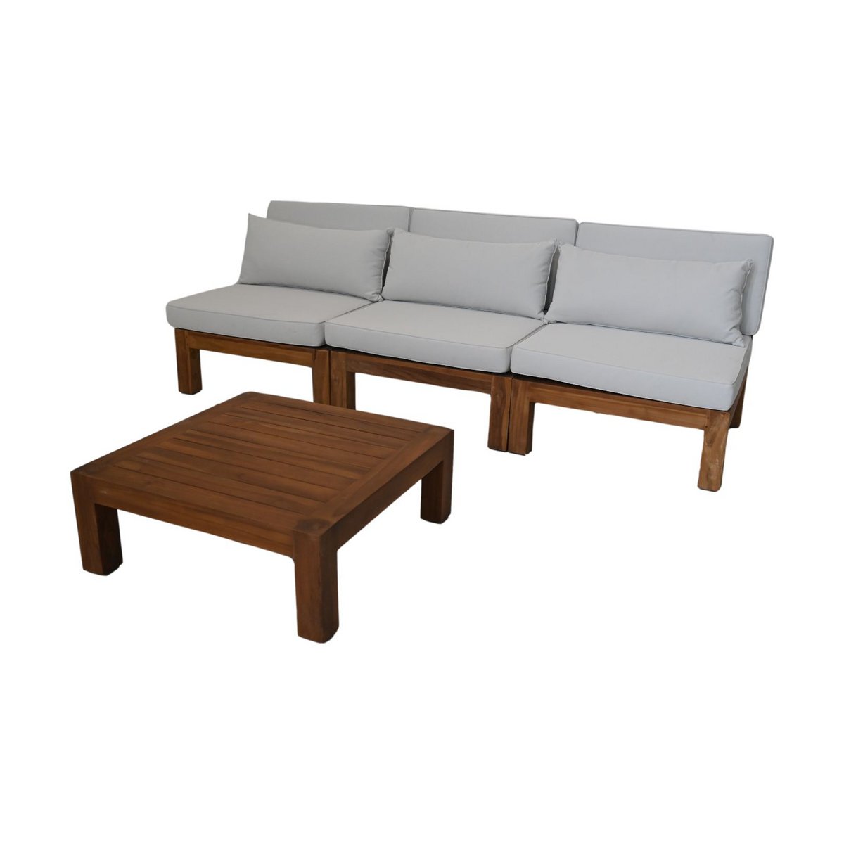 Aruba 4-piece garden lounge set (cushions included) - Natural/White - Teak