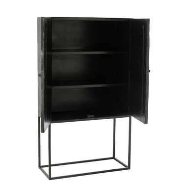 Mueble bar J-Line Shanil - madera/hierro - negro