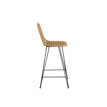 Taburete de bar J-Line Leonie Outdoor Metal/Ratán natural/Negro 