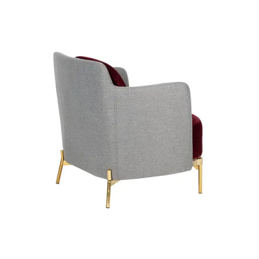 Poltrona in velluto rosso/grigio Tulsa 70x80x81 cm