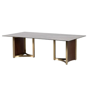 Tavolo da pranzo in pietra e cristallo Celaya 240x120x76 cm
