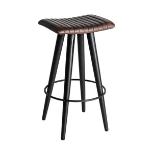 Sgabello alto Kodu in pelle marrone con base metallica a treppiede 42x42x74 cm