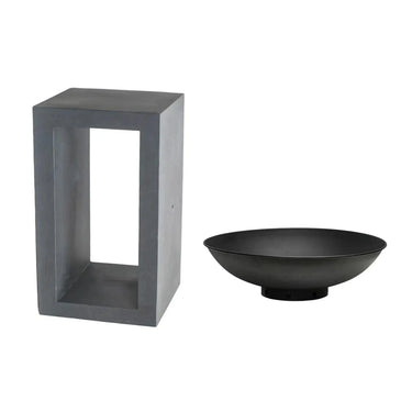 2 Bracieri in acciaio su console quadrata in fibrocemento