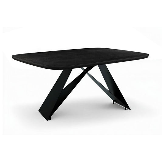 Tavolo da pranzo 240x100 cm, piano in massello di Mango, struttura in metallo Cross Base nero