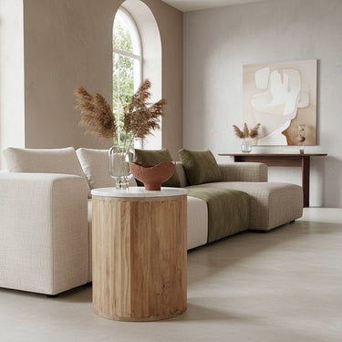 Tavolino Malacca marmo bianco - 40x40x50 cm