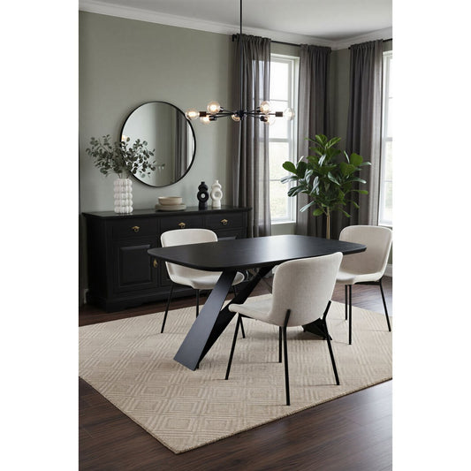 Tavolo da pranzo 240x100 cm, piano in massello di Mango, struttura in metallo Cross Base nero