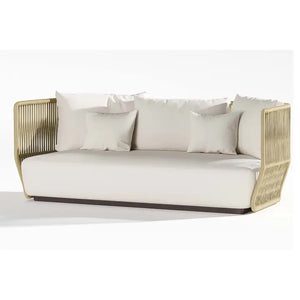 Divano 3 posti in alluminio con corda marrone 205x90x77 cm