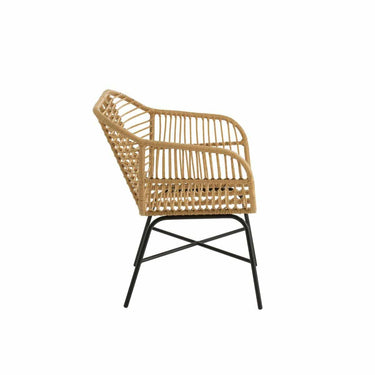 Silla de exterior J-Line Rachelle Metal/Ratán natural/Negro 