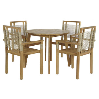 SET TAVOLA 5 CORDA TEAK 100X100X76 55X60X90 NATURALE MB204124