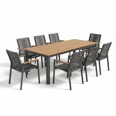Set da giardino 220x95cm per 8 - Grigio