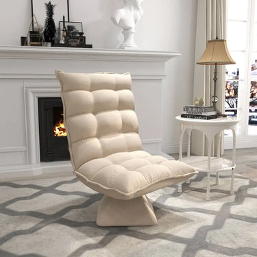 Poltrona relax, poltrona da lettura, girevole, effetto lino, beige
